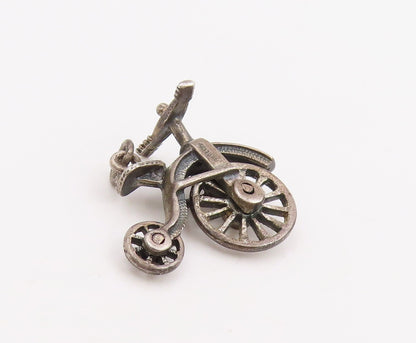 925 Sterling Silver Vintage Pendant Retro High Wheeled Bicycle Charm  PT25393