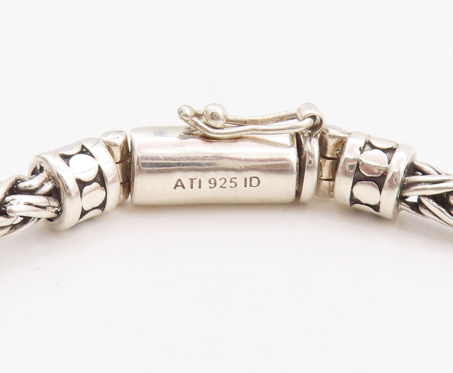 925 Sterling Silver Vintage Bracelet Solid Breaded Barrel Loack  BT10683