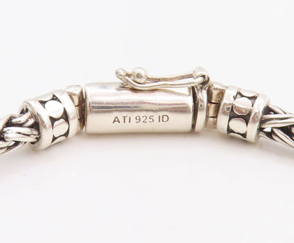 925 Sterling Silver Vintage Bracelet Solid Breaded Barrel Loack  BT10683