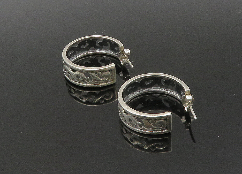 925 Sterling Silver  Vintage Shiny Swirl Vine JHoop Earrings  EG11340