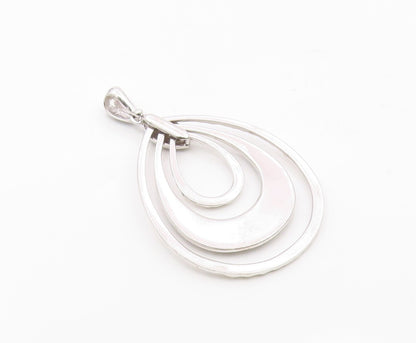 925 Sterling Silver  Shiny Graduated Tear Drop Hammered Swirl Pendant  PT13375