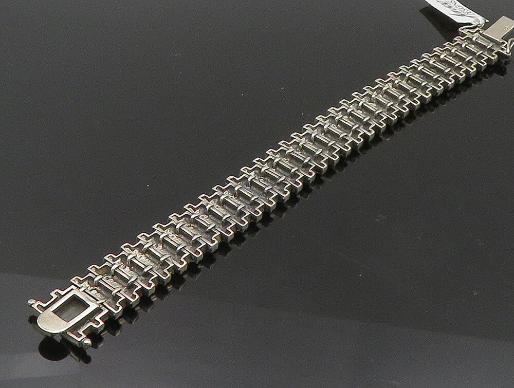 925 Sterling Silver  Topaz & Marcasite Floral Tennis Bracelet  BT1015