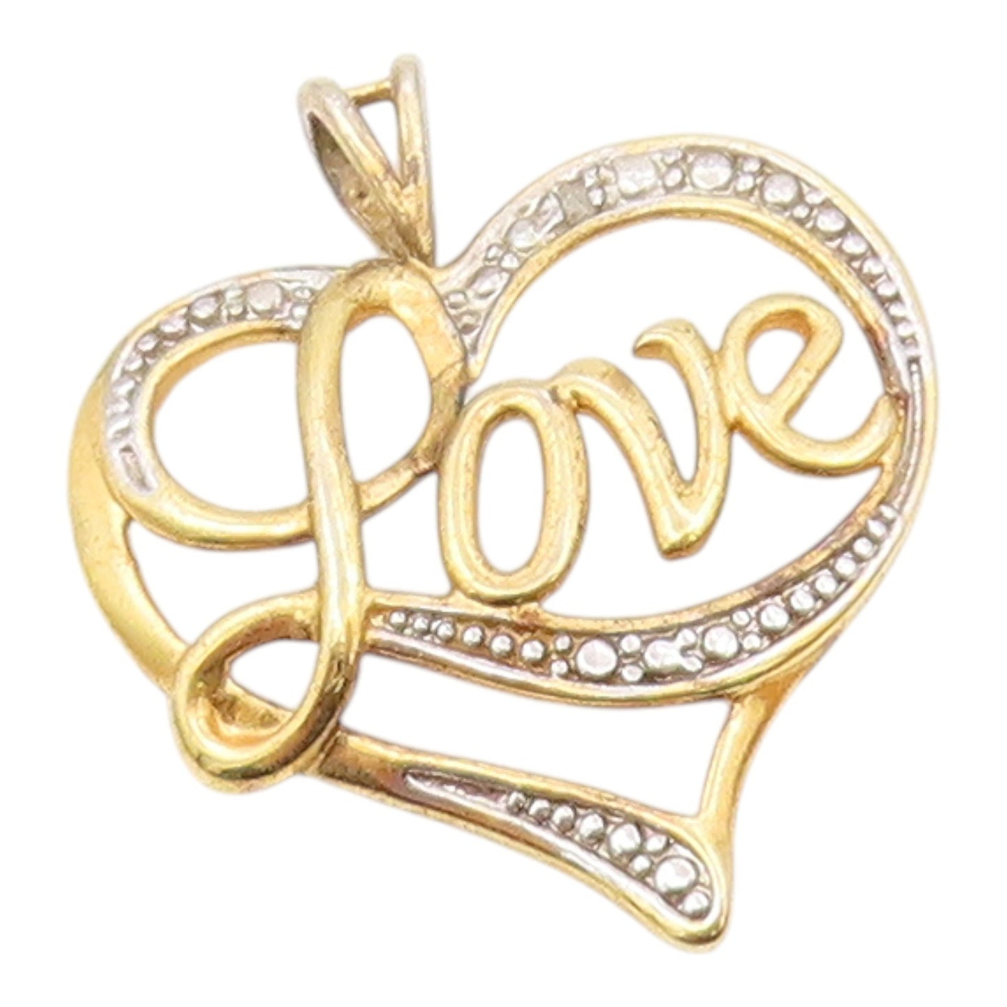 925 Sterling Silver  Vintage Genuine Diamond Love Heart Pendant  PT18201