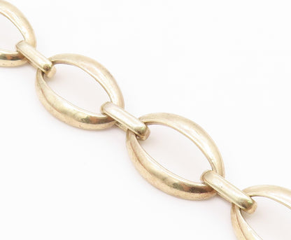 925 Sterling Silver  Vintage Shiny Gold Plated Oval Chain Bracelet  BT9272