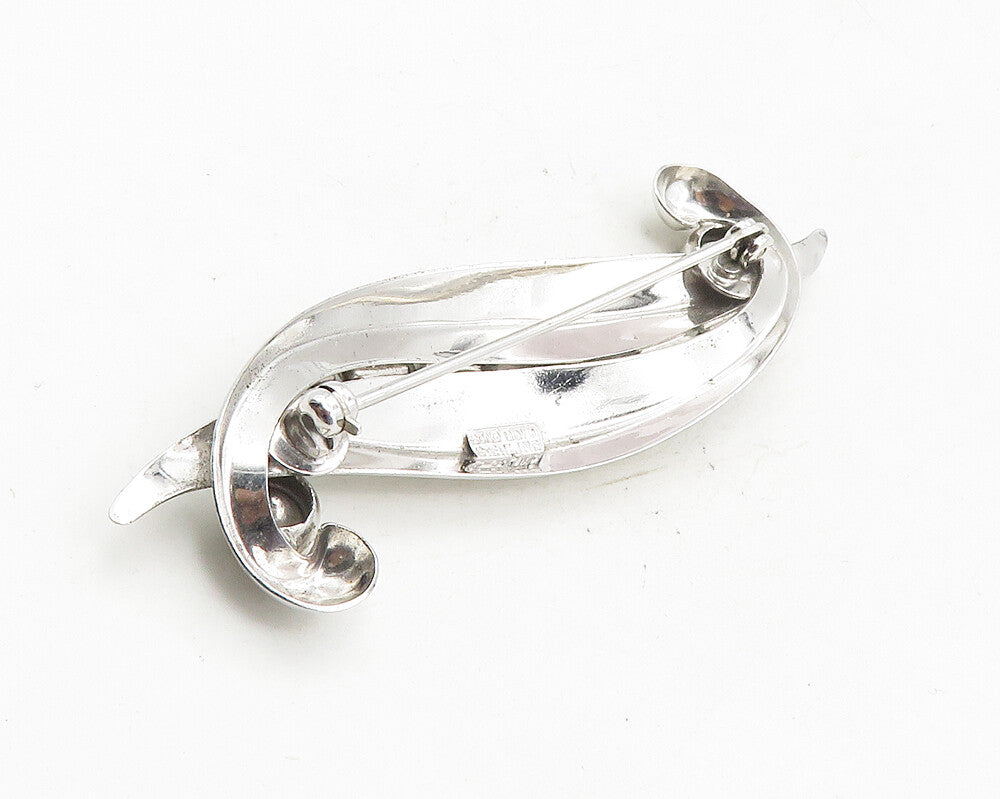 BOND BOYD 925 Sterling Silver  Vintage Blue Topaz Leaf Brooch Pin  BP4022