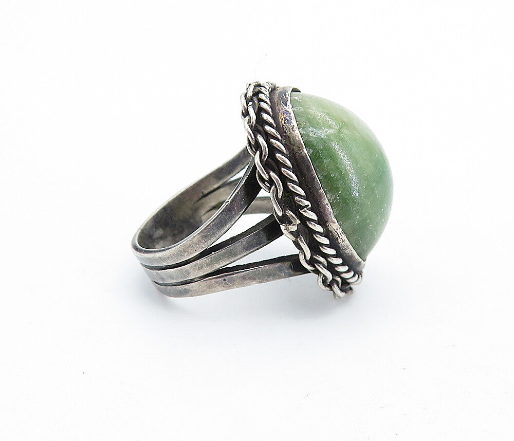 MEXICO 925 Silver  Vintage Cabochon Cut Jasper Twist Cocktail Ring Sz 5 RG6400