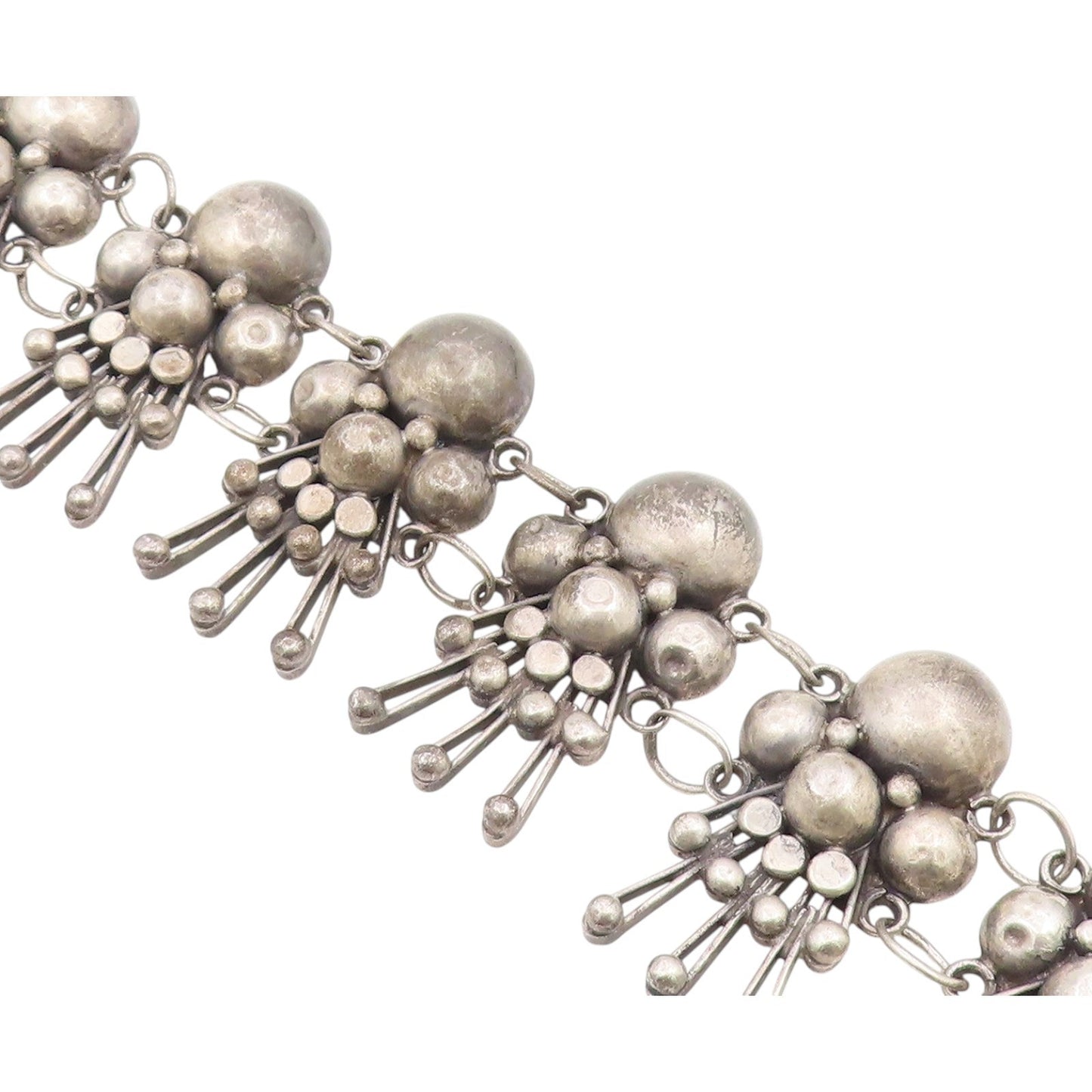 925 Sterling Silver Vintage Bracelet TAXCO Bubble Doll Cluster Link  BT12158