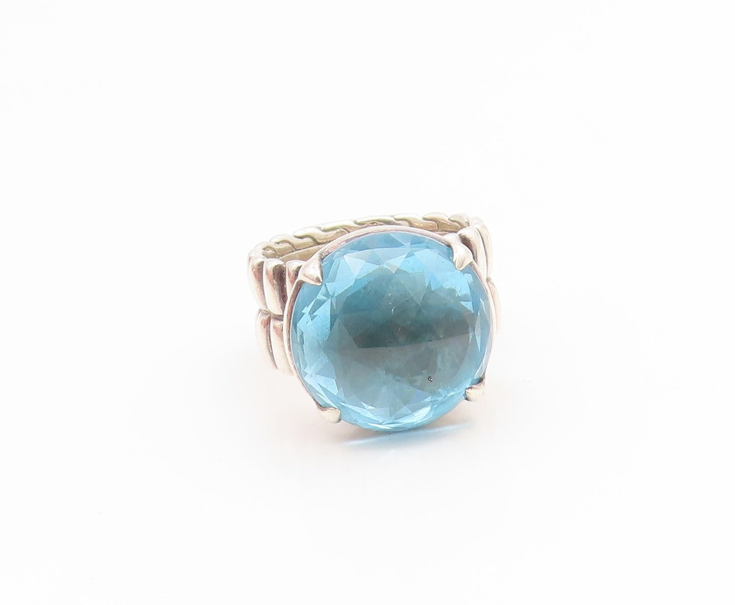925 Sterling Silver Vintage Ring JOHN HARDY Faceted Blue Topaz  Sz 7  RG35134