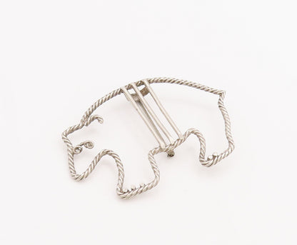 925 Sterling Silver Vintage Brooch Pin JK NAVAJO ZUNI Roped Polar Bear  BP11076