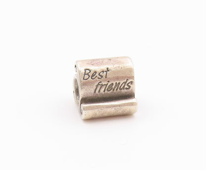PANDORA 925 Silver  Vintage Shiny Best Friends Swirl Charm Pendant  PT19866