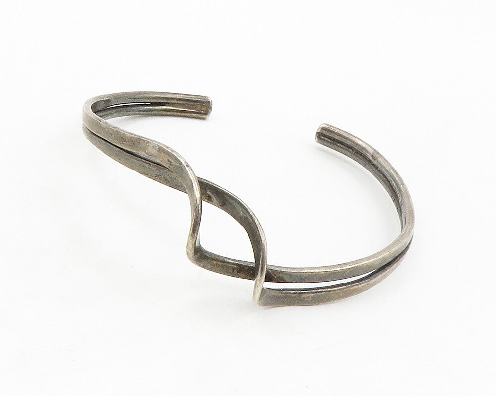 MEXICO 925 Sterling Silver  Vintage Dark Tone Swirl Cuff Bracelet  BT5261