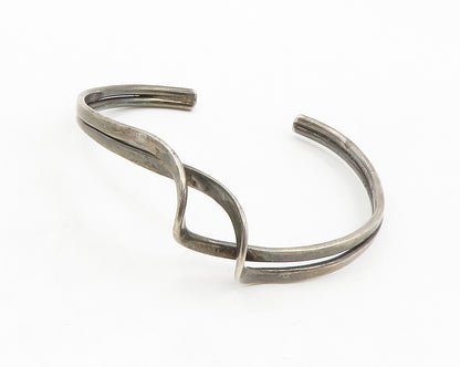 MEXICO 925 Sterling Silver  Vintage Dark Tone Swirl Cuff Bracelet  BT5261