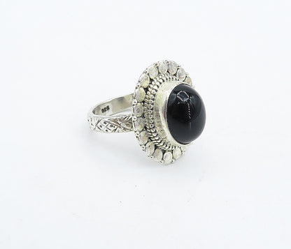 925 Sterling Silver  Vintage Cabochon Black Onyx Cocktail Ring Sz 5.5  RG4524