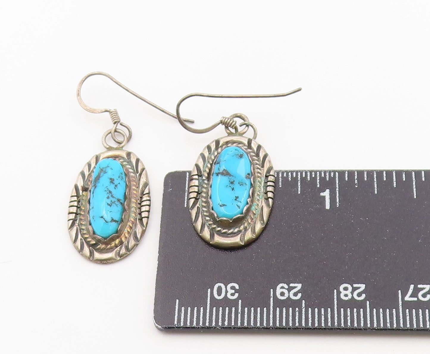 925 Sterling Silver Vintage Earrings DONALD DOUGLAS NAVAJO Turquoise  EG14428