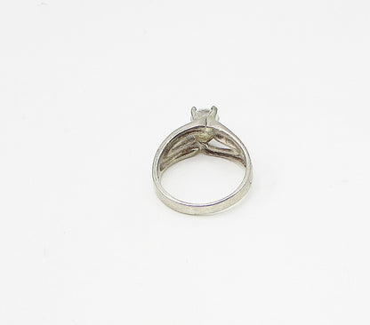925 Sterling Silver  Vintage Cubic Zirconia Solitaire Band Ring Sz 8  RG3266