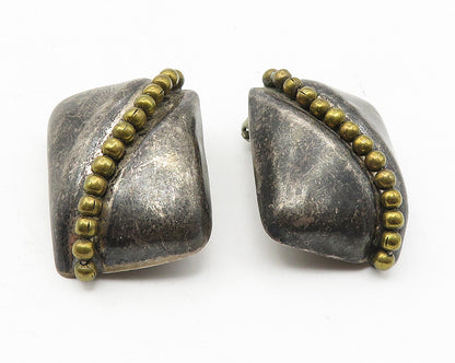 925 Sterling Silver  Vintage Oxidized Two Tone Non Pierce Earrings  EG6283