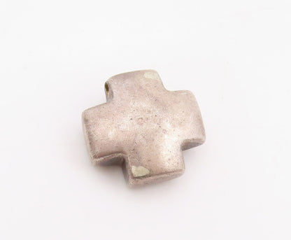 925 Sterling Silver Vintage Pendant Clustered Topaz Greek Cross Charm  PT25485