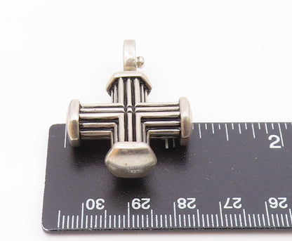 ESPO SIG 925 Sterling Silver  Vintage Ribbed Religious Cross Pendant  PT20115
