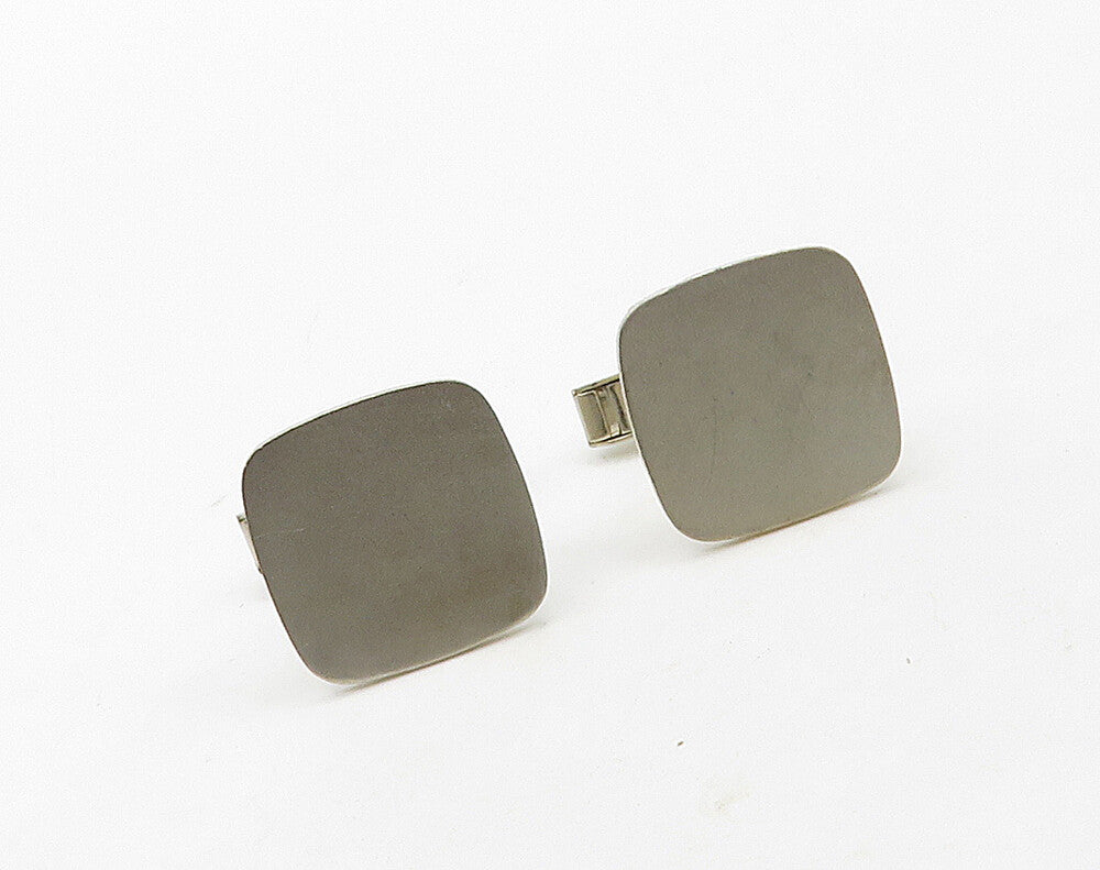 VANGUARD 925 Silver  Vintage Shiny Smooth Square Minimalist Cufflinks  TR2267