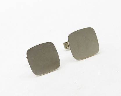 VANGUARD 925 Silver  Vintage Shiny Smooth Square Minimalist Cufflinks  TR2267