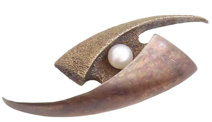 925 Sterling Silver Vintage Brooch Pin Designer Pearl Thunder Cutout  BP11426
