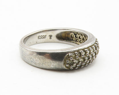 925 Sterling Silver  Vintage Topaz Encrusted Dark Tone Band Ring Sz 7  RG11887