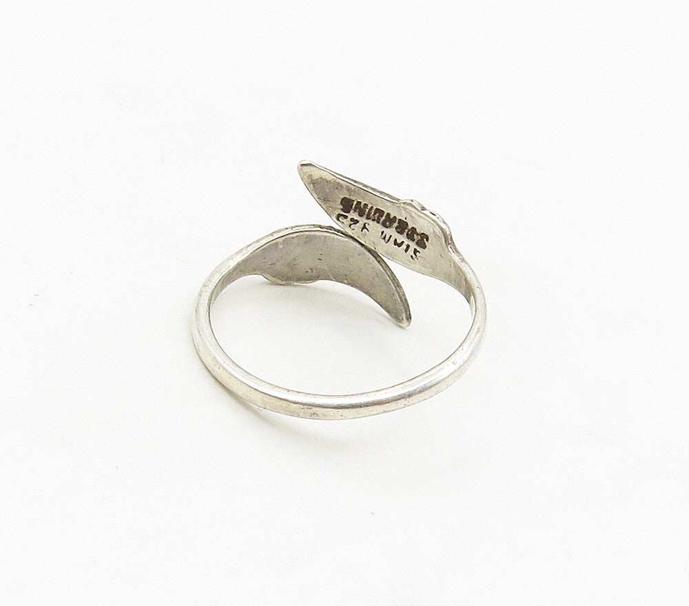 SIAM 925 Sterling Silver  Vintage Enamel Dancers Bypass Ring Sz 5  RG17011