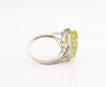 925 Sterling Silver Vintage Ring Designer Drop Cut Citrine & CZ  Sz 7.5 RG30997