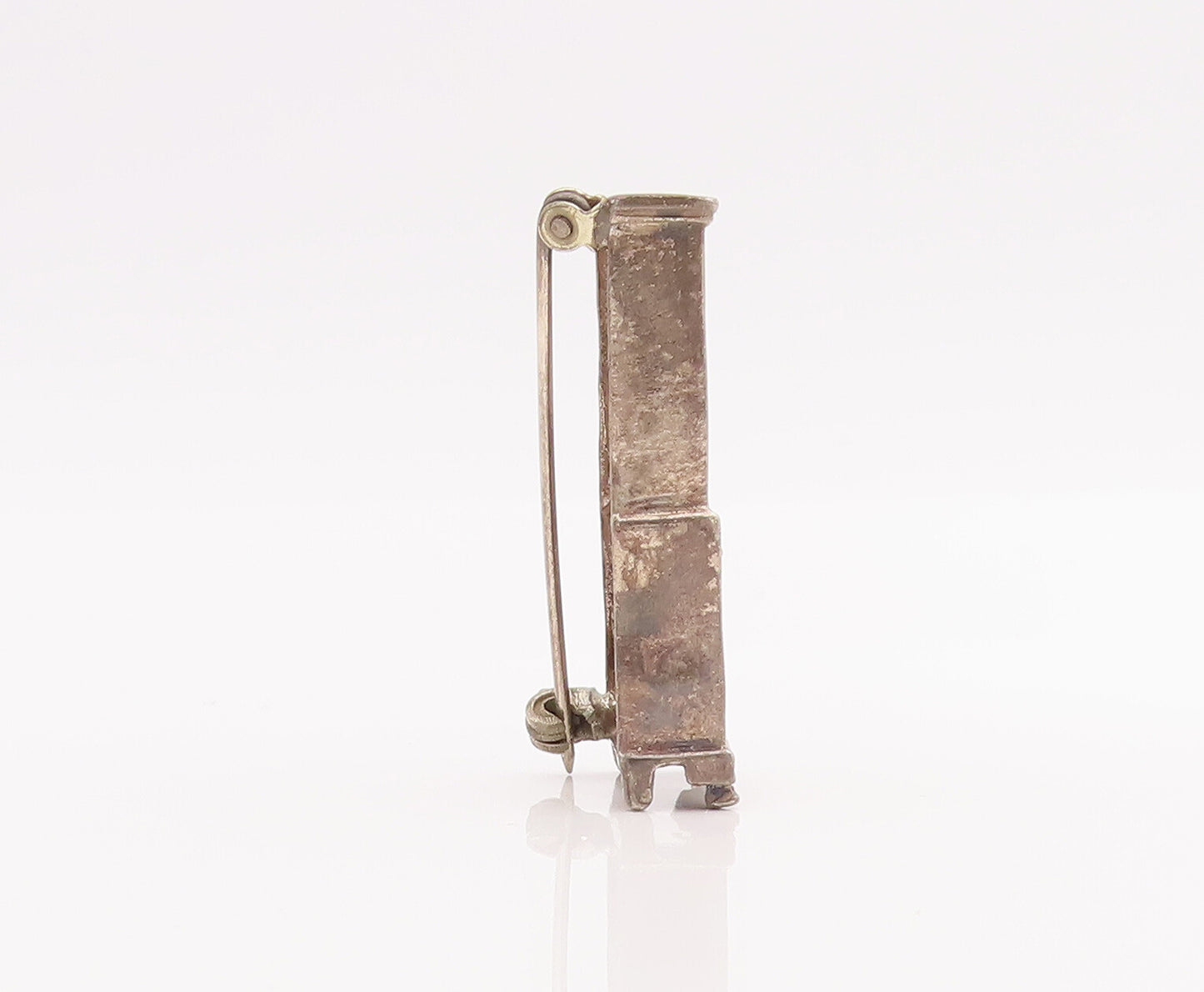 925 Sterling Silver Vintage Brooch Pin Solid Etched Antique Cupboard  BP11044