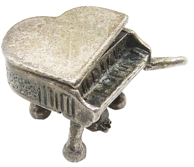 DANECRAFT 925 Sterling Silver  Vintage Oxidized Grand Piano Pendant  PT8334