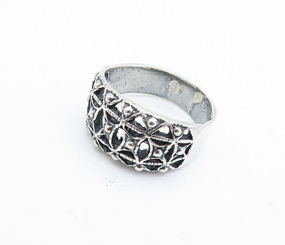 925 Sterling Silver  Vintage Open Pattern Tapered Band Ring Sz 7.5  RG6444