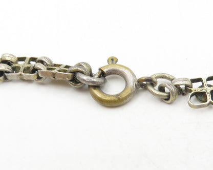 MIDDLE EASTERN 925 Silver  Vintage Red Topaz Floral Chain Necklace  NE1974