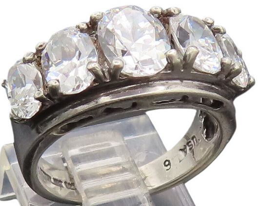925 Silver  Vintage CZ Multi Size Round Band Minimalist Ring Sz 6.25  RG26758