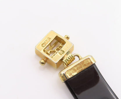 925 Sterling Silver Vintage Bracelet Gold Plated Gemstone Chinese Signs  BT11530