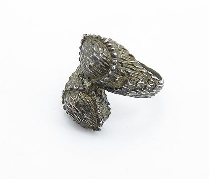 925 Sterling Silver  Vintage Antique Sculpted Bypass Band Ring Sz 5.5  RG6604