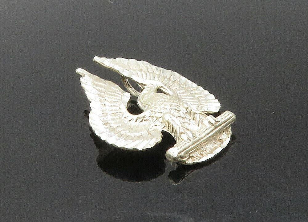 925 Sterling Silver  Vintage Diamond Cut Eagle Spread Wings Pendant  PT7275