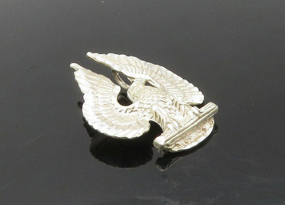 925 Sterling Silver  Vintage Diamond Cut Eagle Spread Wings Pendant  PT7275