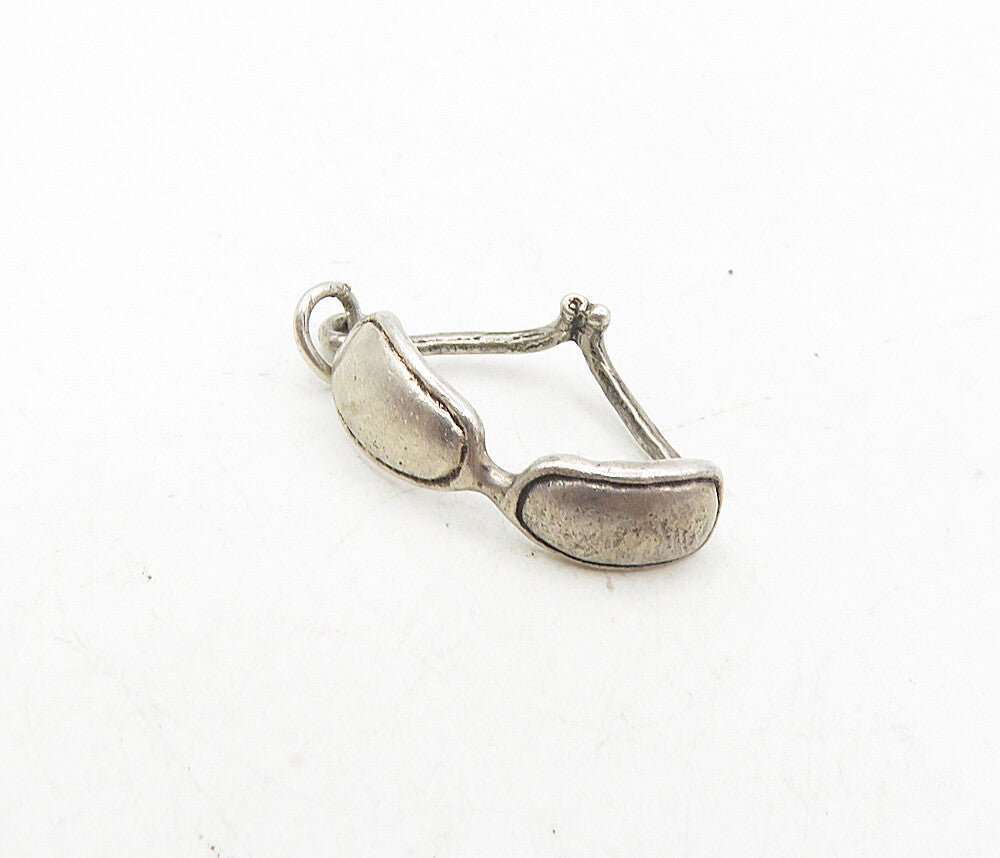 925 Sterling Silver  Vintage Petite Sun Glasses Motif Drop Pendant  PT6684