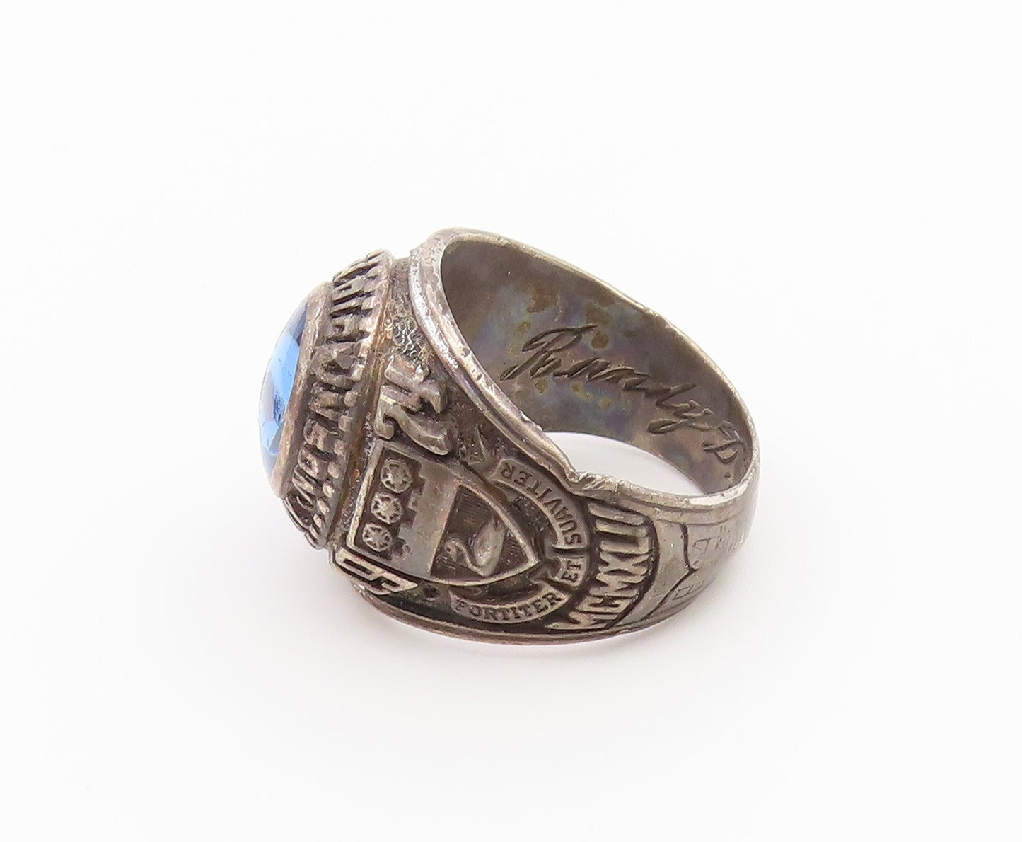 925 Sterling Silver Vintage Ring CZ Fairleigh Dickinson Class  Sz 9.5  RG36800