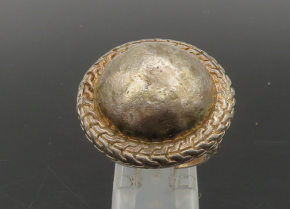 925 Sterling Silver  Vintage Rustic Round Dome Band Ring Sz 7  RG23195
