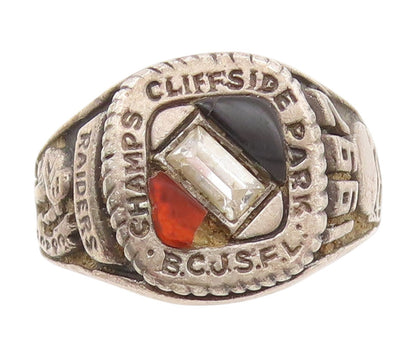 925 Sterling Silver Vintage Ring CZ Cliffside Park Champs Band  Sz 11.5  RG33710