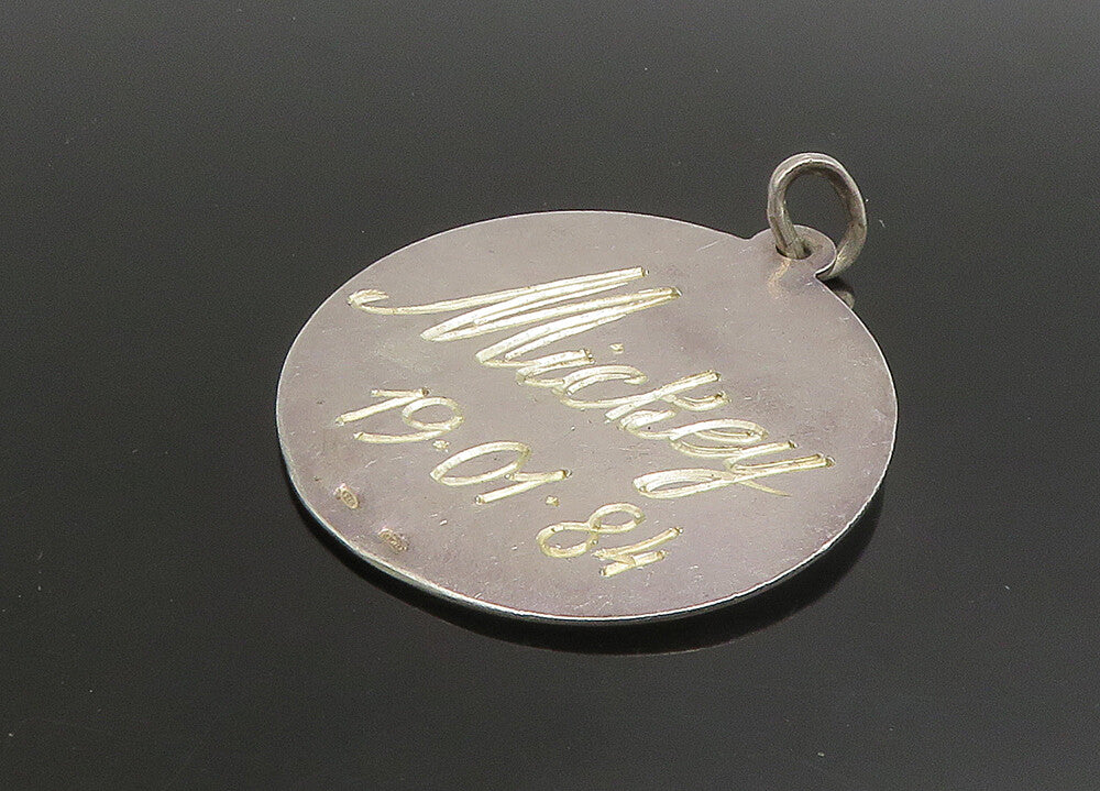 925 Sterling Silver  Vintage Shiny Etched Name Astrology Pendant  PT19094