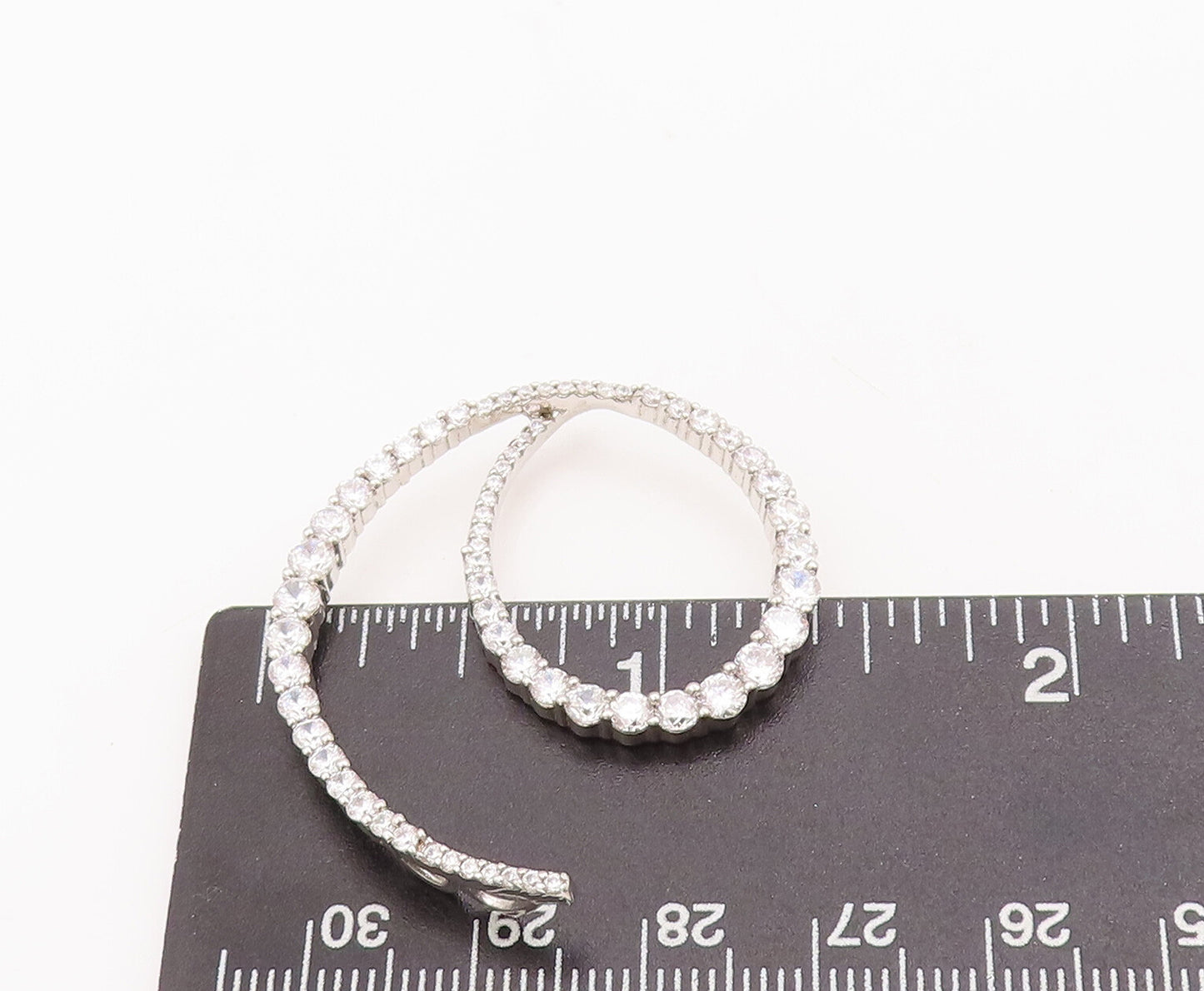 925 Sterling Silver Vintage Pendant Designer Multi Size Topaz Swirl Band PT22887