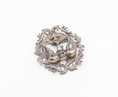 925 Silver  Vintage Antique Libra Sign Branch Wreath Zodiac Pendant  PT20369