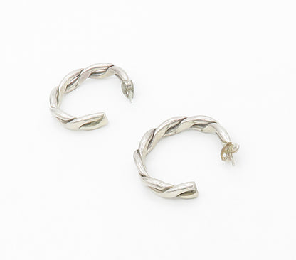 MEXICO 925 Sterling Silver  Vintage Shiny Infinity Twist Hoop Earrings  EG8685