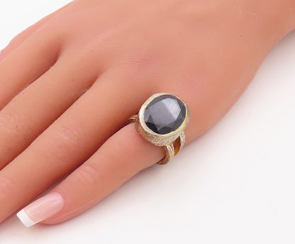 925 Sterling Silver Vintage Ring Solid Crush Carved Oval Onyx  Sz 6  RG30761