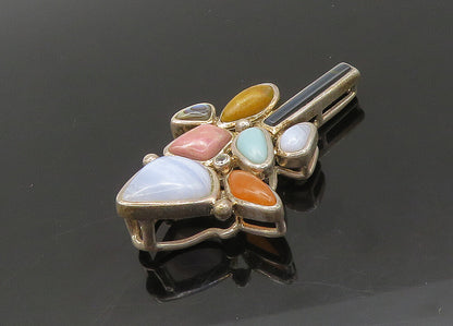 WHITNEY KELLY 925 Silver Vintage Agate Onyx & Multi Stone Pendant PT16708
