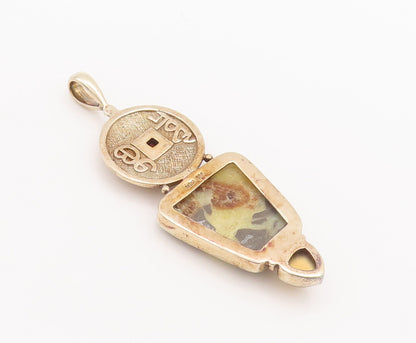 925 Sterling Silver Vintage Pendant SAJEN Chinese Jasper Citrine Topaz  PT22649