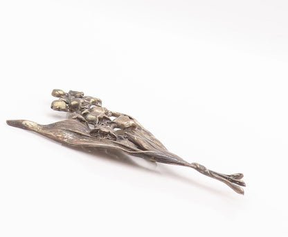 925 Sterling Silver Vintage Brooch Pin Antique Large Carved Bouquet  BP10830