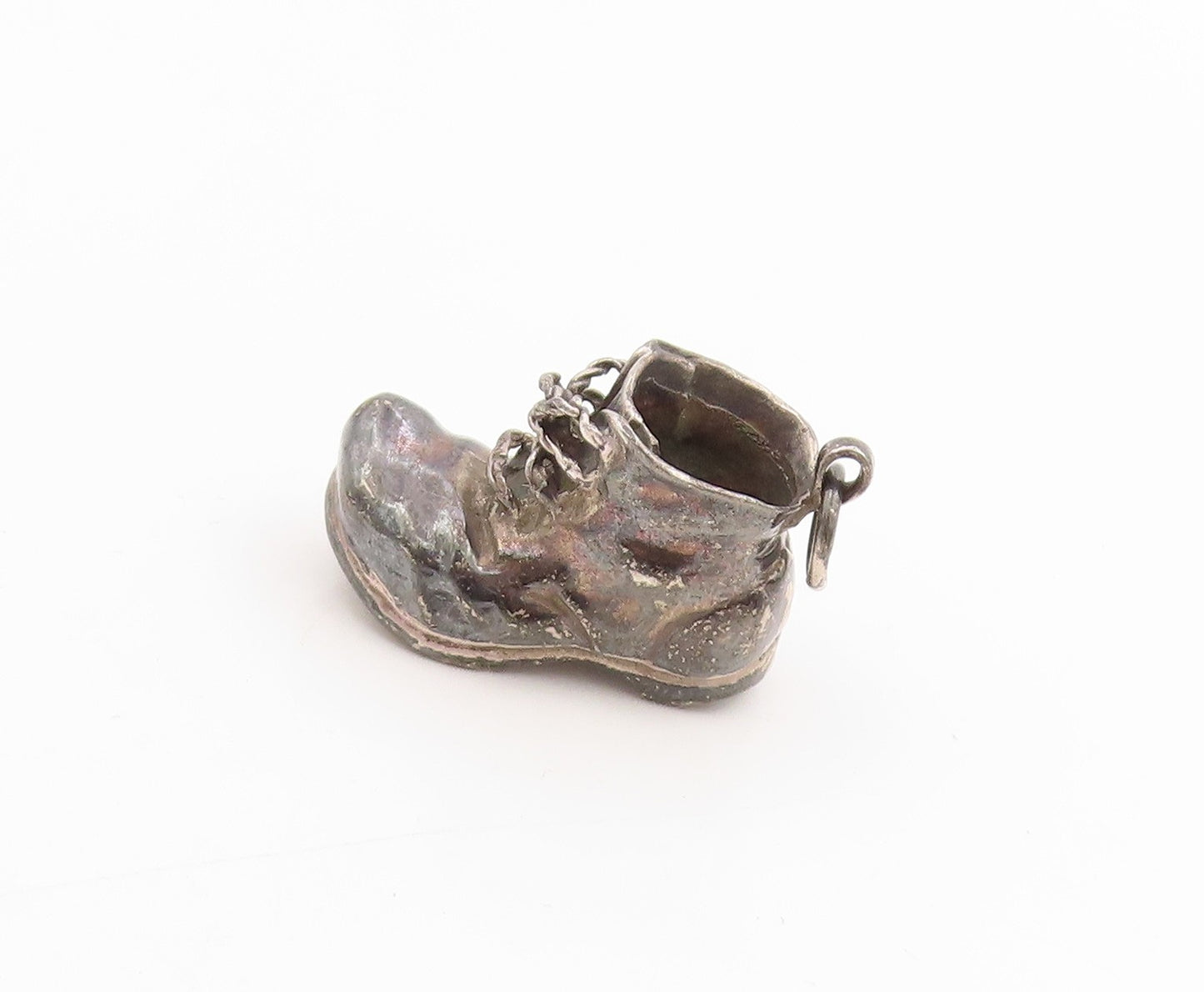 925 Sterling Silver Vintage Pendant Dark Tone Baby Bootie Shoe Charm  PT25268